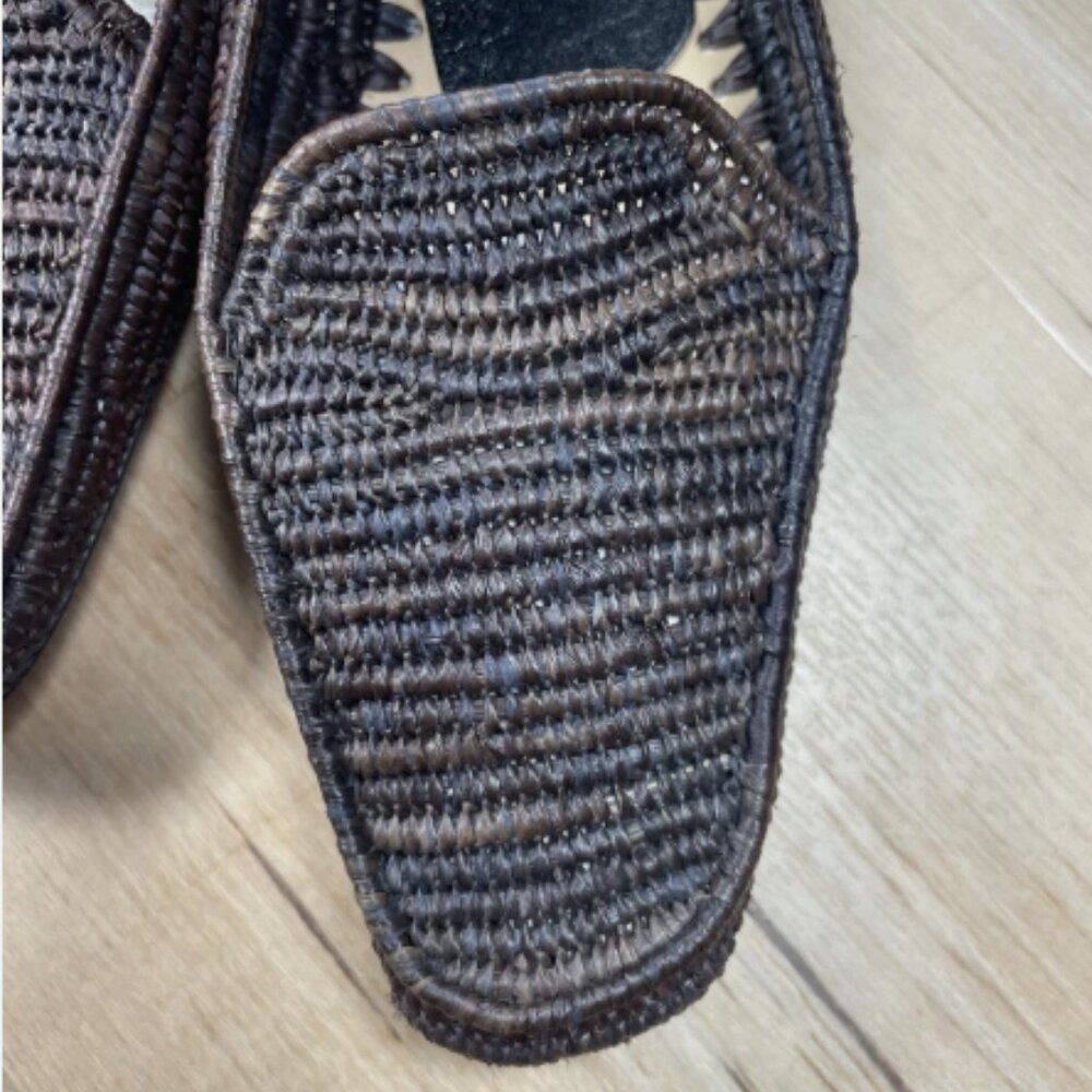 Emma Hope Woven Leather Loafers Brown Italy Women’s Size 7 Flat Comfort Shoe - Picture 3 of 11